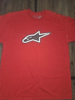 Alpinestars Red Graphic Logo T Shirt Mens XL Streetwear Moto Racing Tee